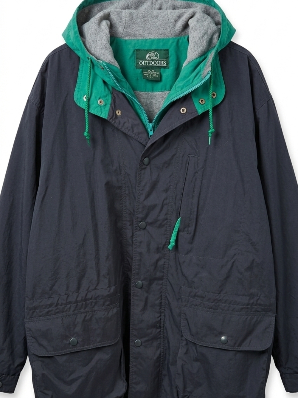 ​Bass Pro Shops VINTAGE 90s Outdoors Hooded Jacket Gray/Teal XLT Gorpcore Rare